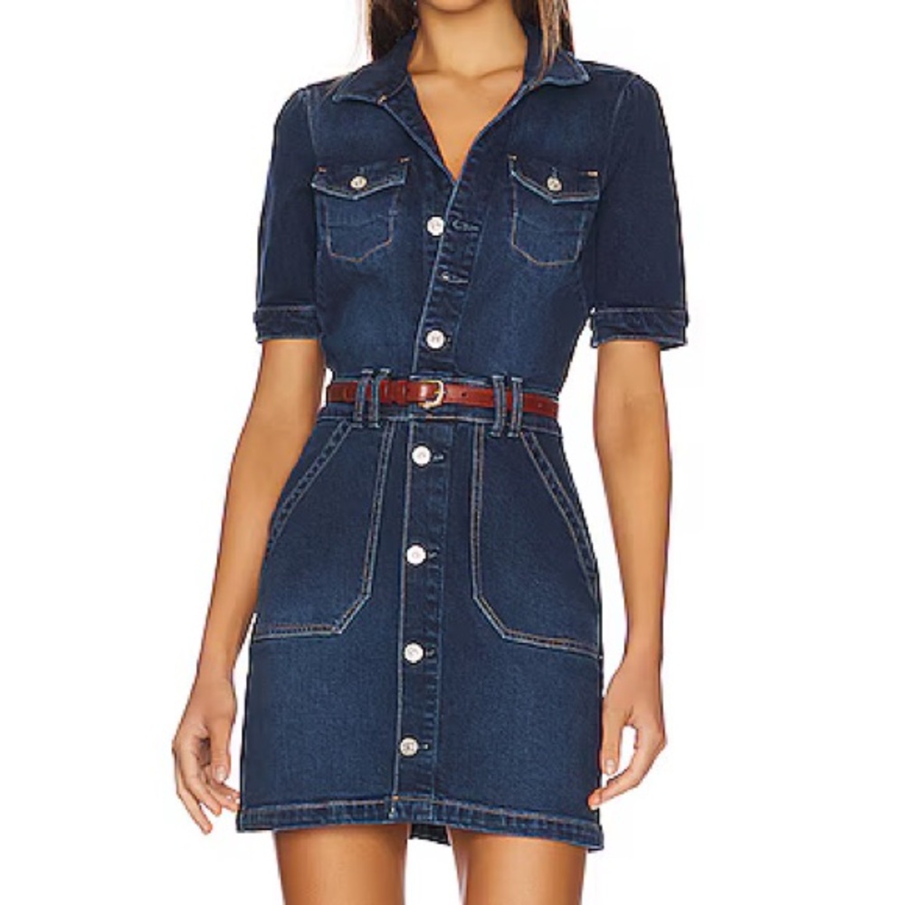 PAIGE Mayslie Button-Up Stretch Denim Dress